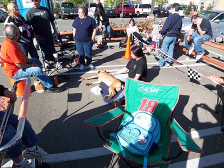 California's Chianti at 8 months, napping in line while waiting to meet Tony Stewart!